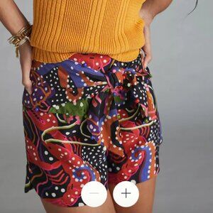 FARM RIO Anthropologie Seaside Dream Printed High Waisted Beaded Shorts